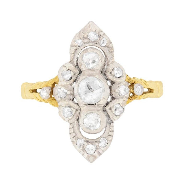 Georgian 0.35ct Rose Cut Diamond Cluster Ring, circa 1830s For Sale