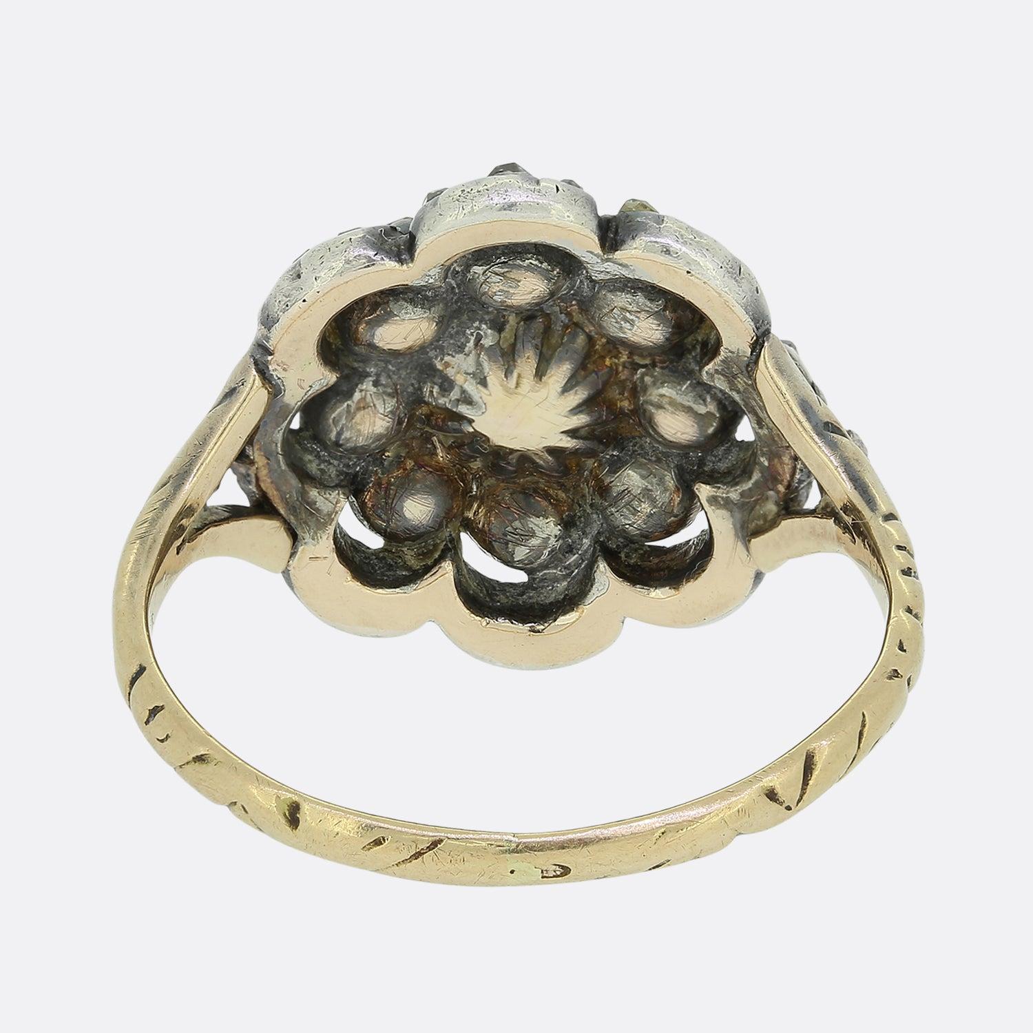 Oval Cut Georgian Rose Cut Diamond Cluster Ring For Sale