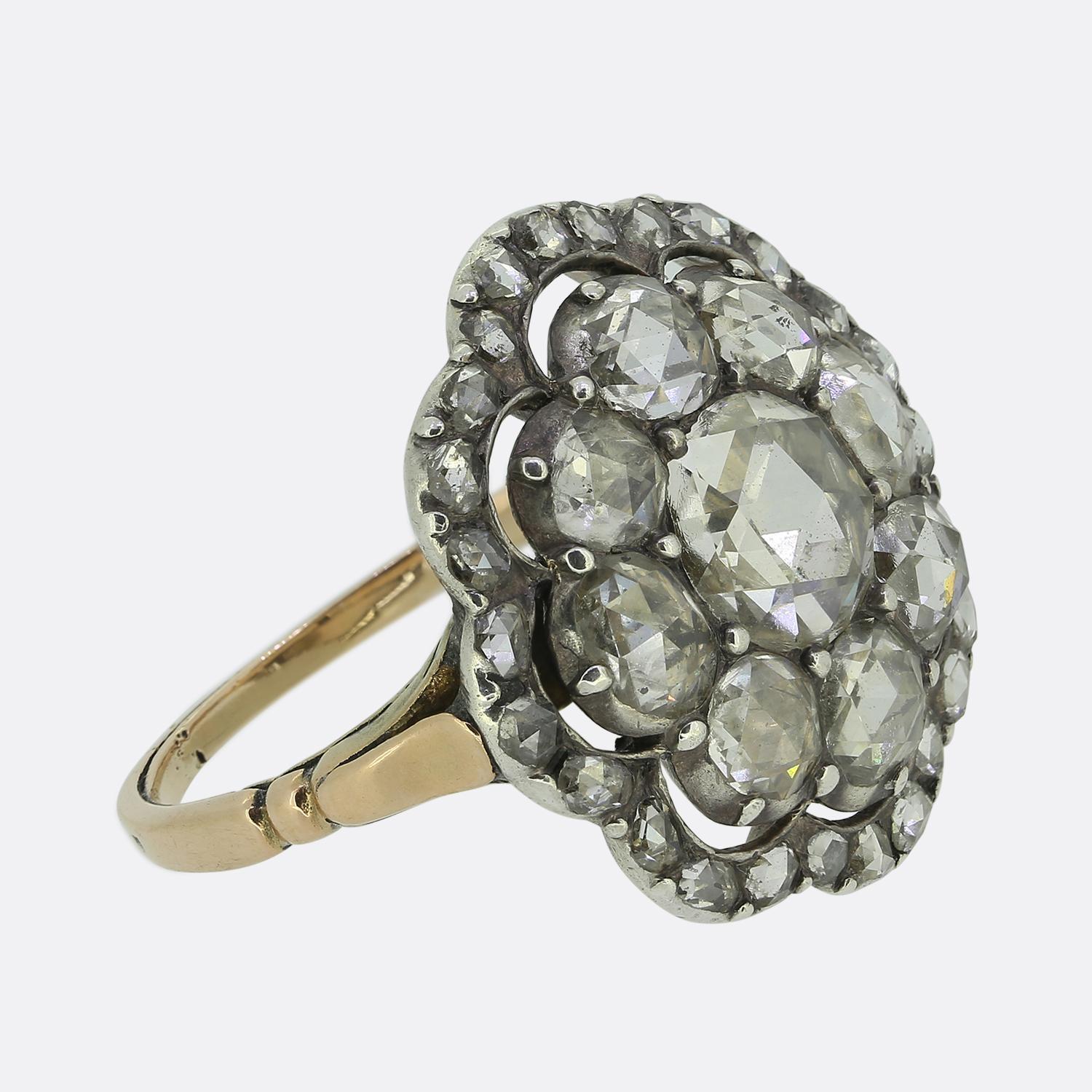 Georgian Rose Cut Diamond Cluster Ring For Sale at 1stDibs