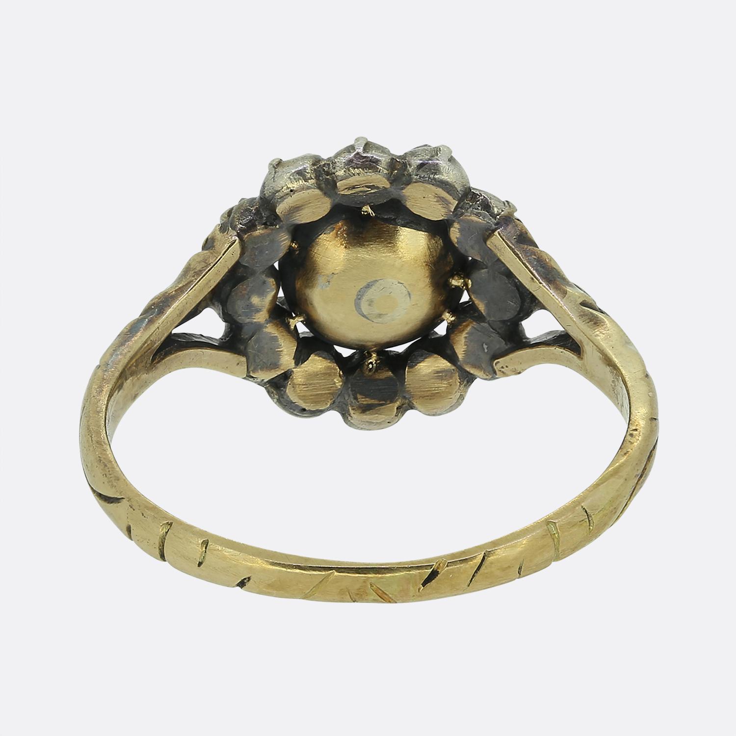 Women's or Men's Georgian Rose Cut Diamond Cluster Ring For Sale
