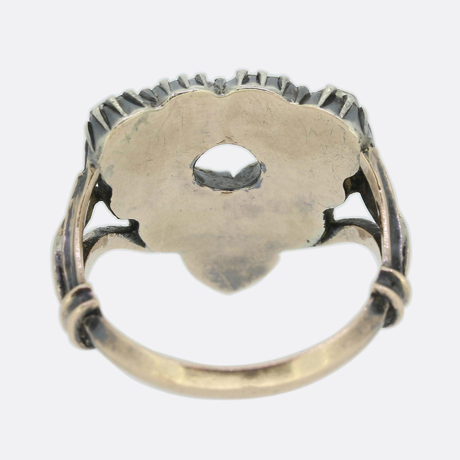 Women's Georgian Rose Cut Diamond Cluster Ring For Sale