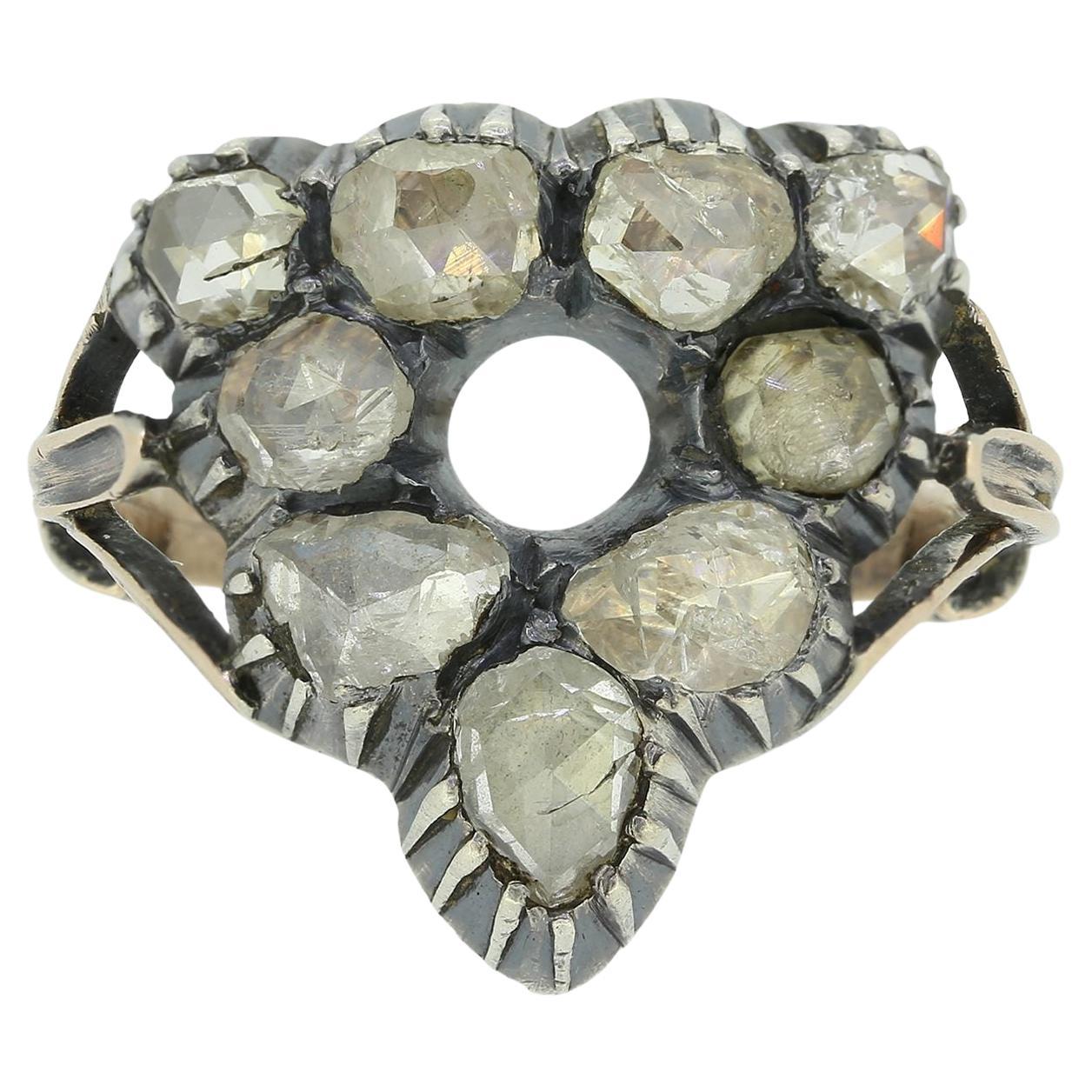 Georgianischer Cluster-Ring mit Diamanten im Rosenschliff im Angebot