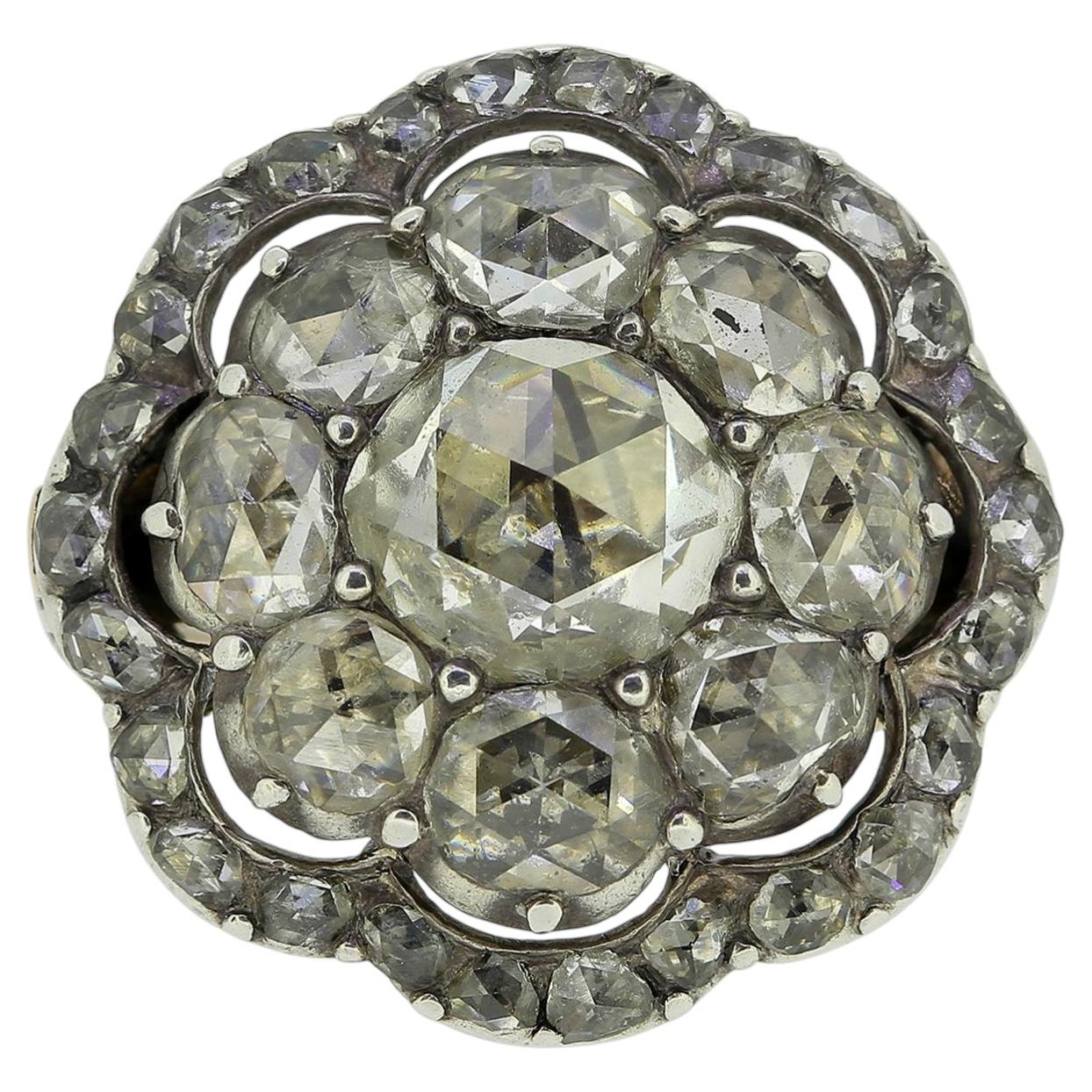Georgian Rose Cut Diamond Cluster Ring For Sale at 1stDibs