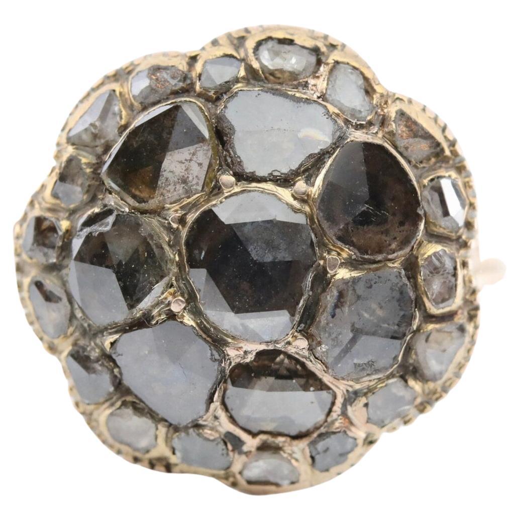 Georgian Rose Cut Diamond Cluster Ring in 18K Yellow Gold