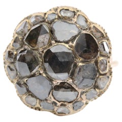 Georgianischer Diamant-Cluster-Ring aus 18 Karat Gelbgold mit Rosenschliff