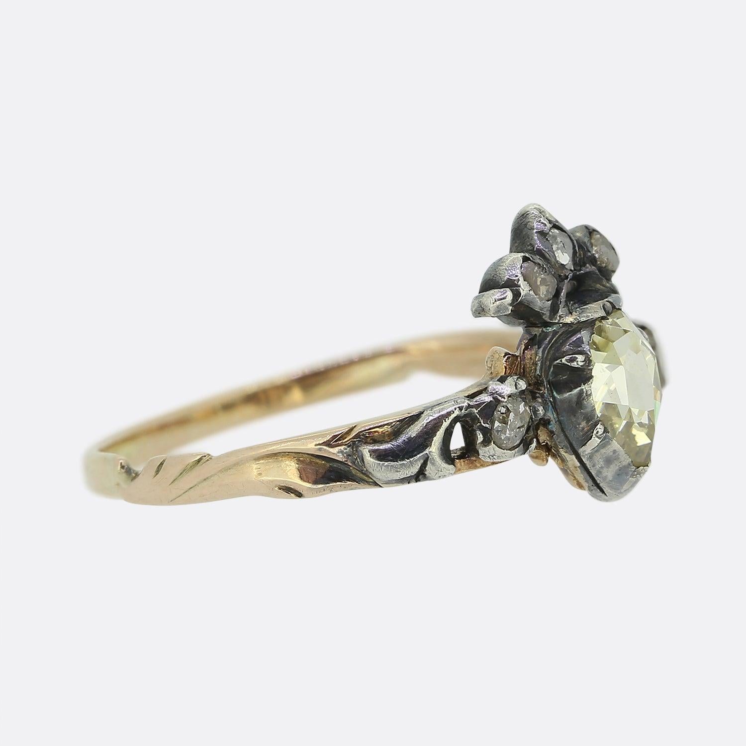 Georgian Rose Cut Diamond Crown Ring In Good Condition In London, GB