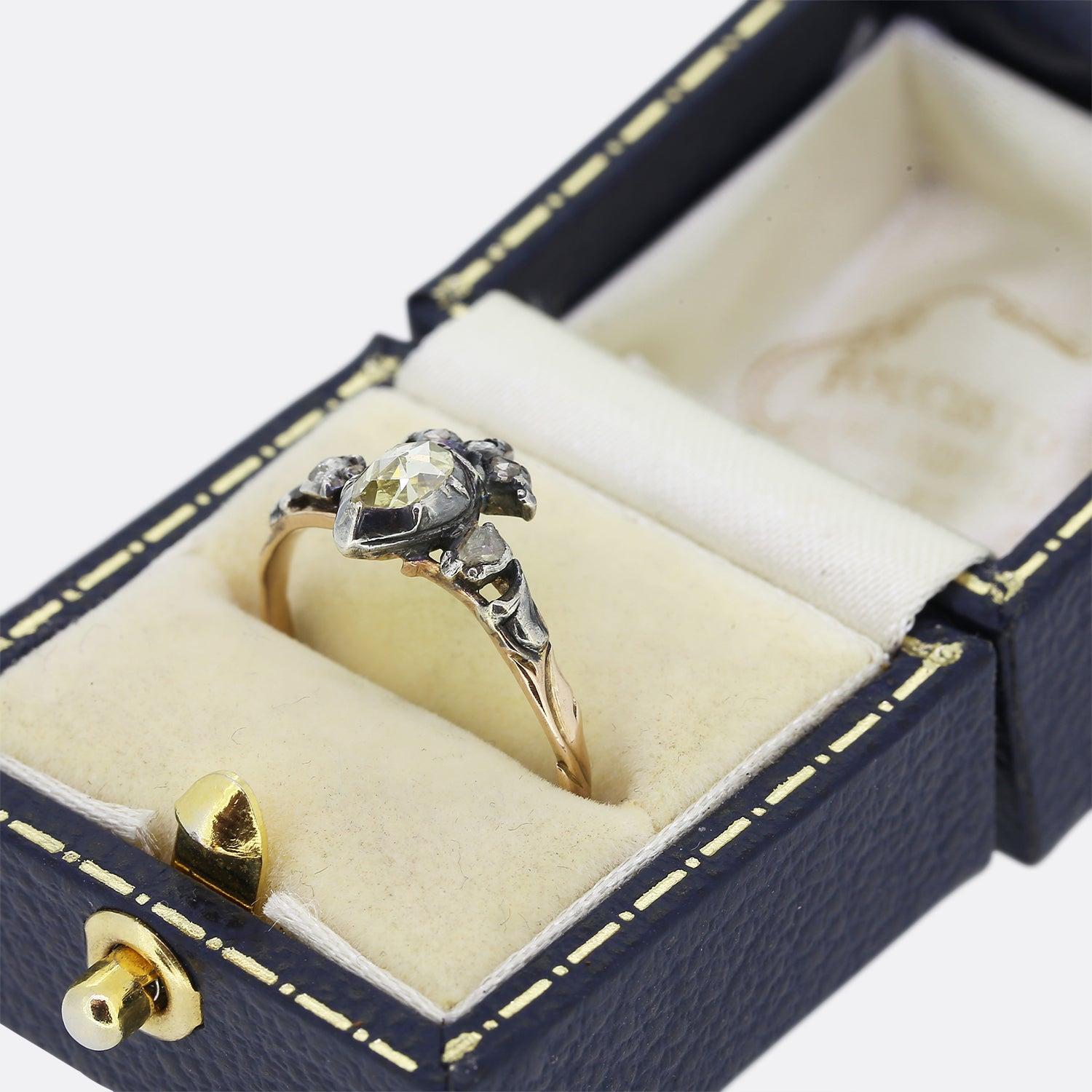 Georgian Rose Cut Diamond Crown Ring 1