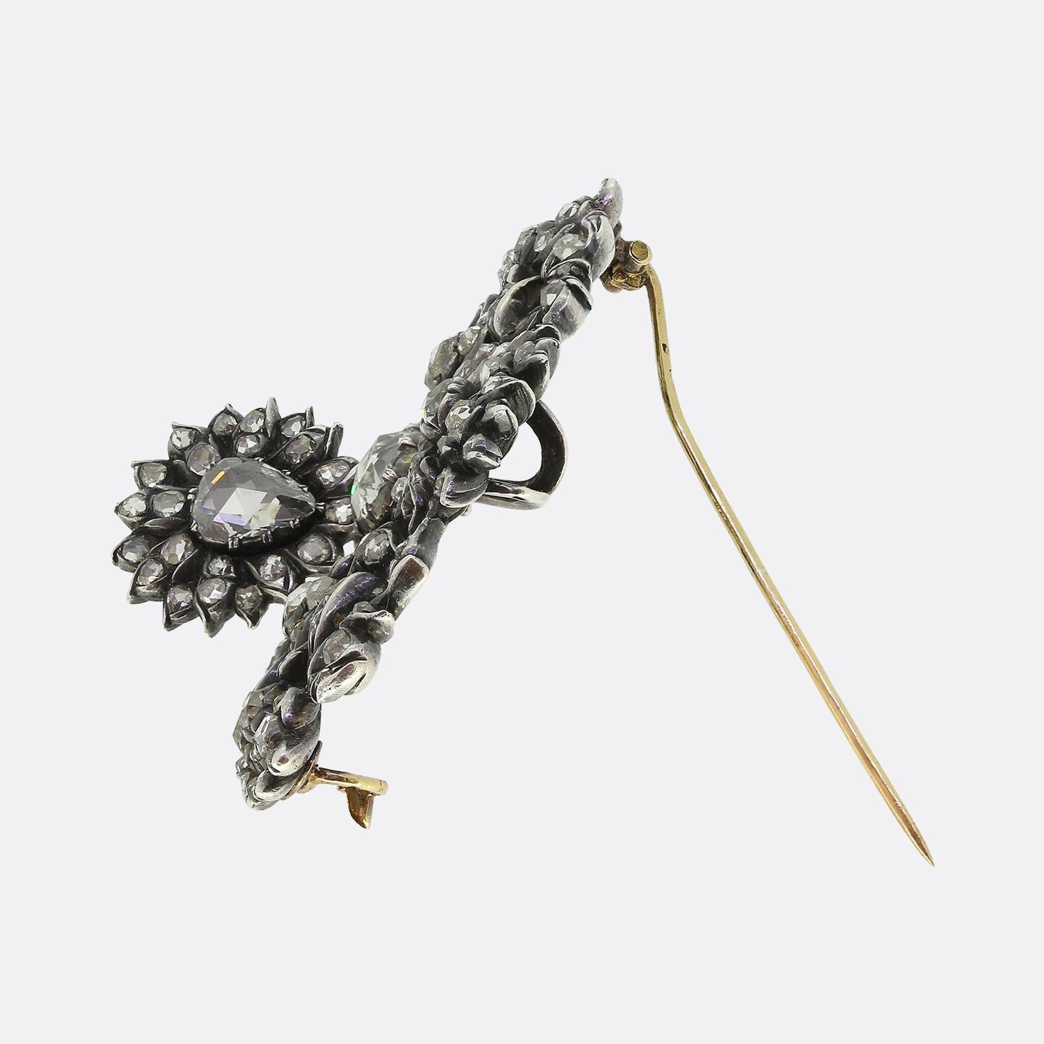 Georgian Rose Cut Diamond Drop Brooch Georgiano en venta