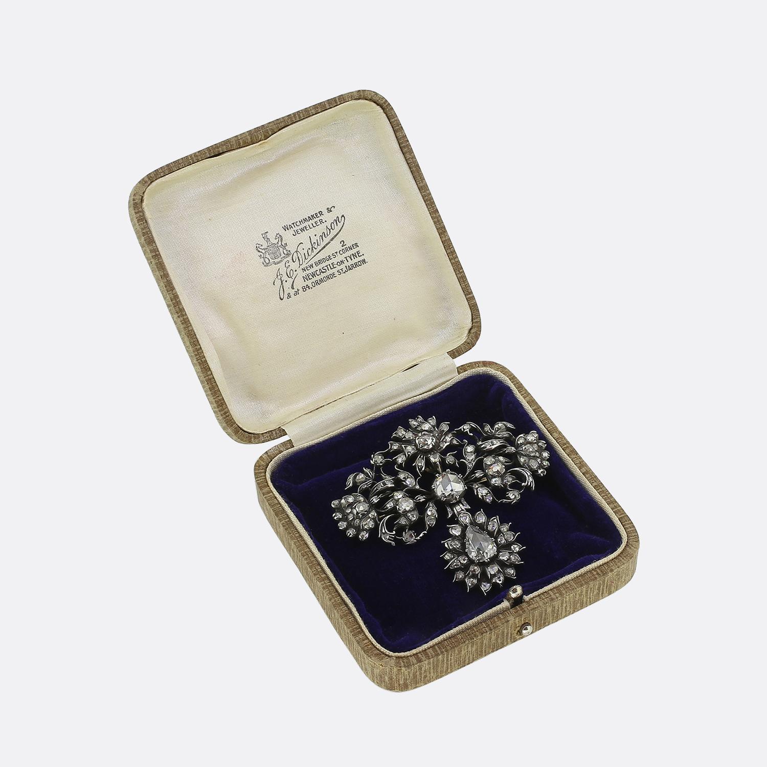 Georgian Rose Cut Diamond Drop Brooch en Bueno estado para la venta en London, GB