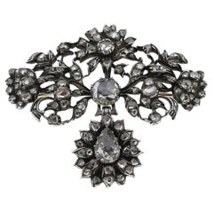Georgian Rose Cut Diamond Drop Brooch