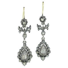 Georgian Rose Cut Diamond Drop Earrings