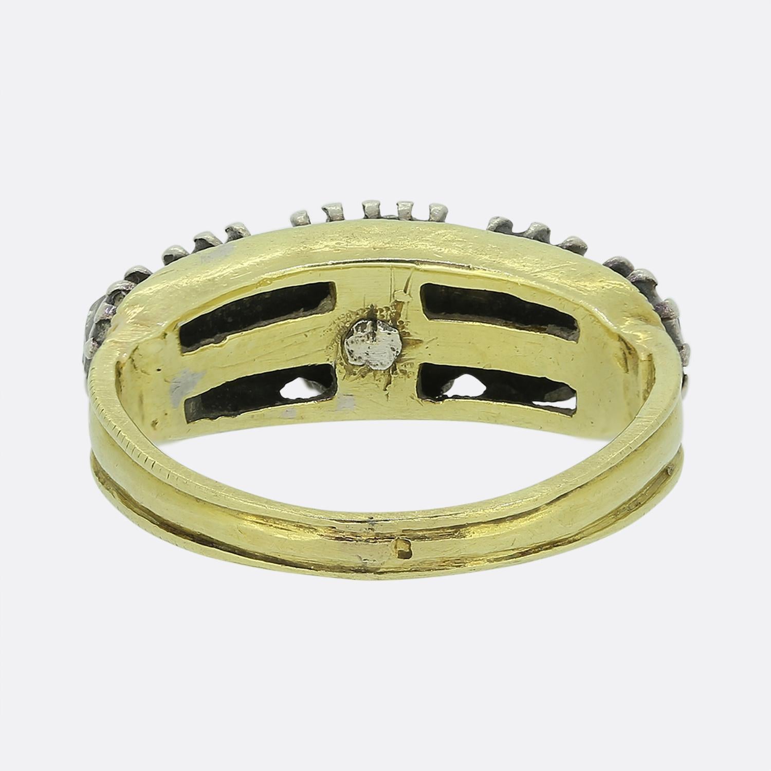 Women's or Men's Georgian Rose Cut Diamond Five-Stone Ring For Sale