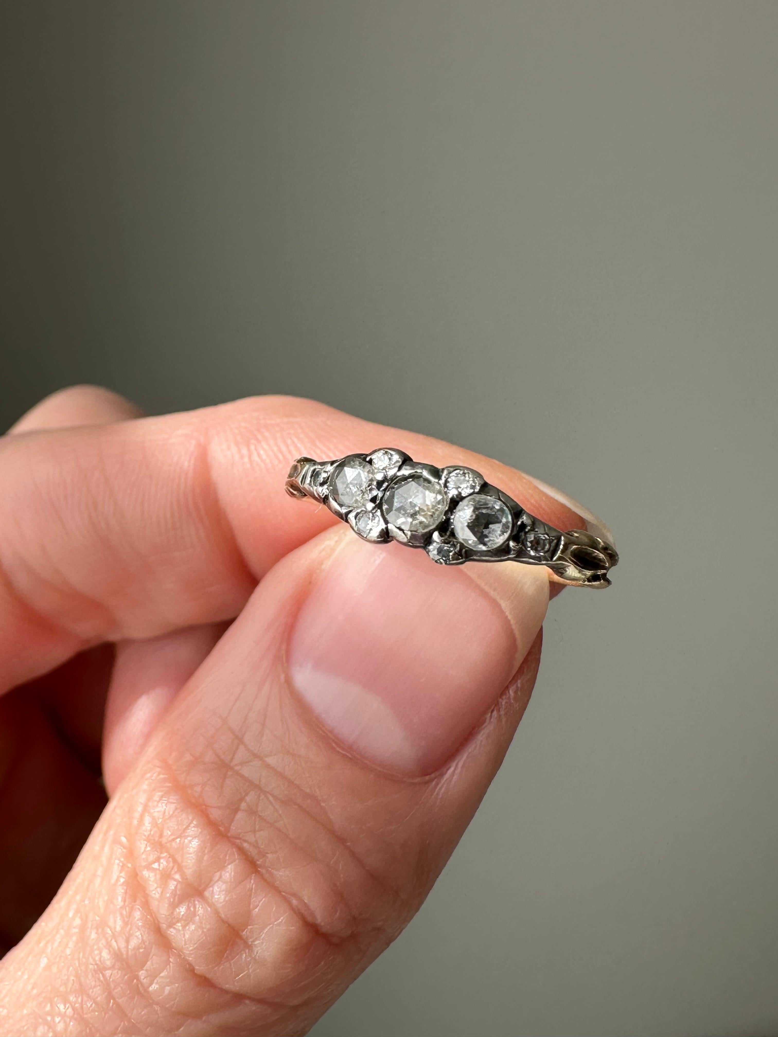 Georgian Rose Cut Diamond Half Hoop Ring In Good Condition For Sale In Hummelstown, PA