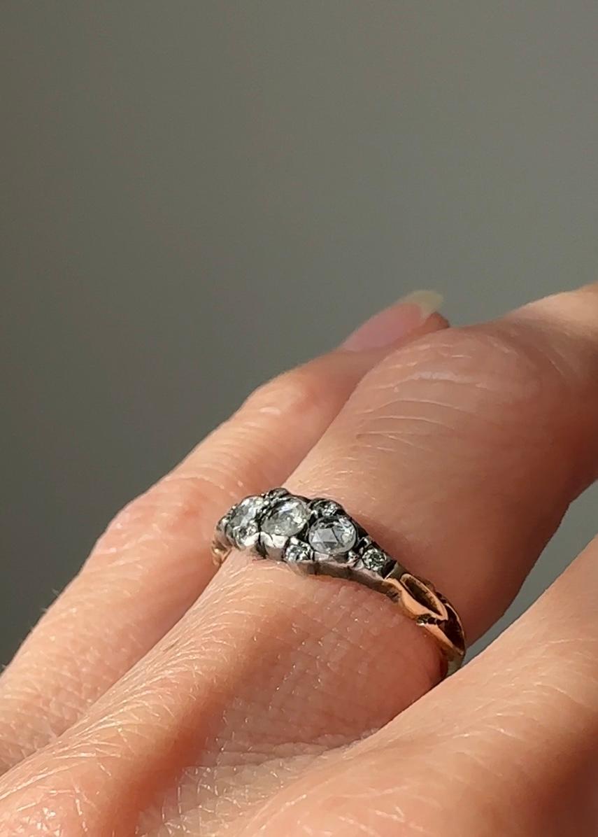 Georgian Rose Cut Diamond Half Hoop Ring For Sale 1