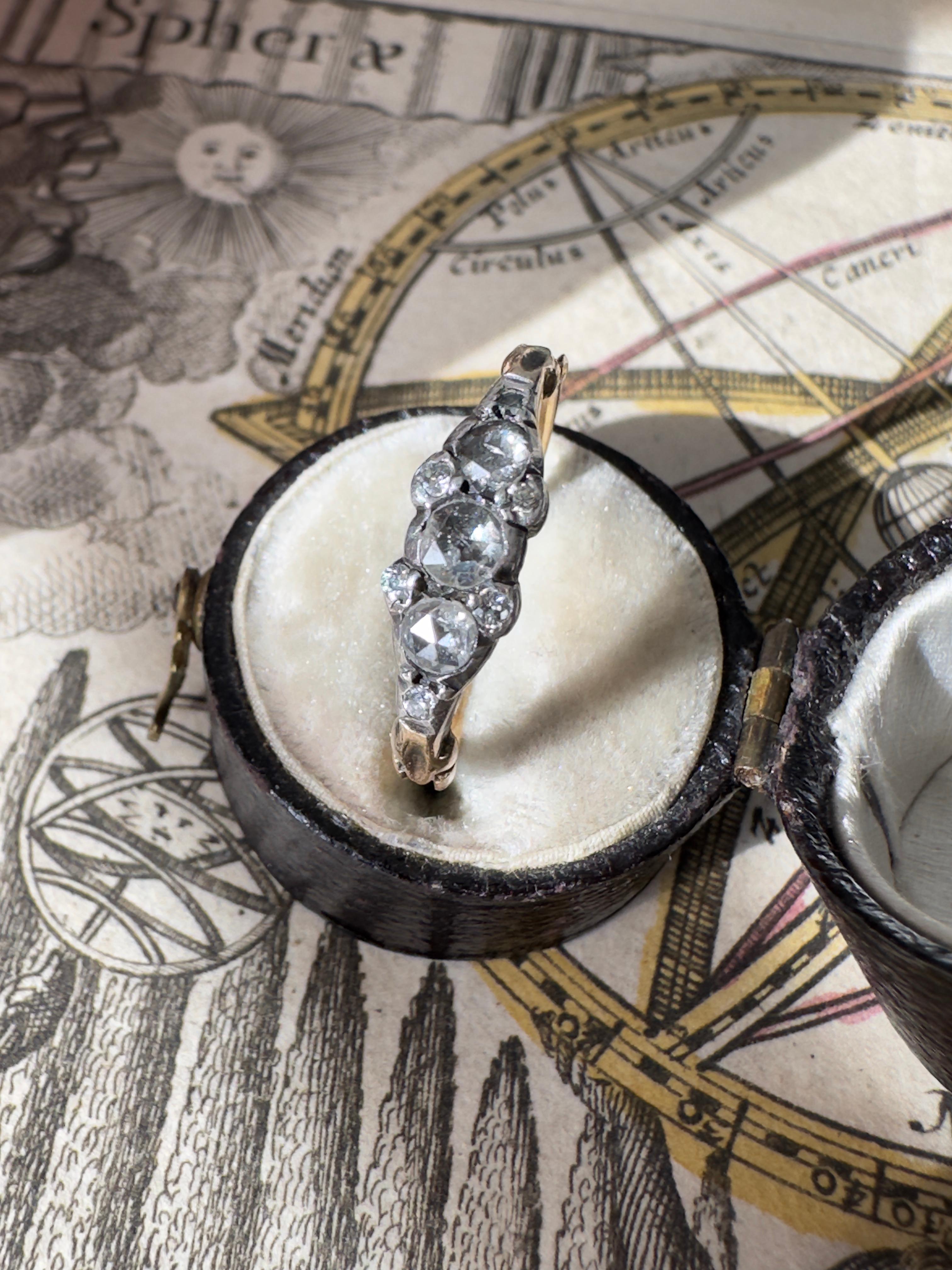 Georgian Rose Cut Diamond Half Hoop Ring For Sale 4