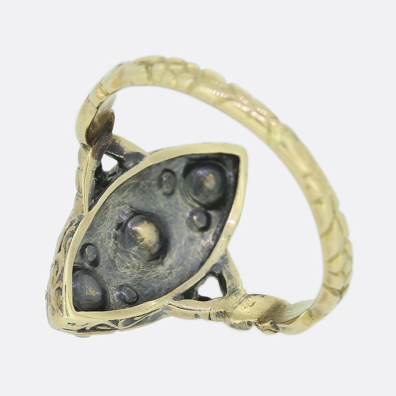 Georgianischer Navette-Ring mit Diamant im Rosenschliff Damen im Angebot