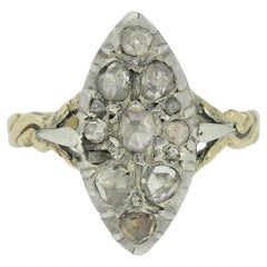 Antique Georgian Rose Cut Diamond Navette Ring