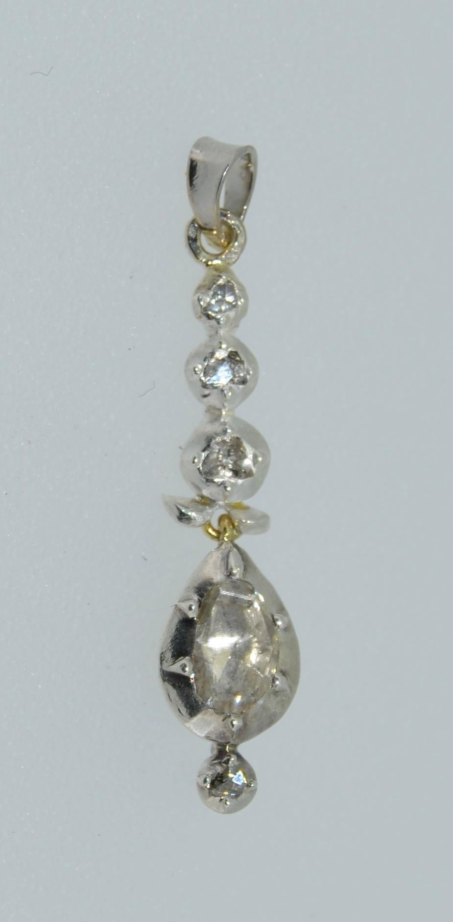 Georgianischer Rosenschliff-Diamant-Anhänger im Zustand „Gut“ im Angebot in Saratoga, CA