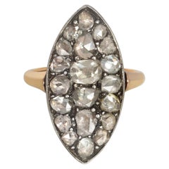 Ring mit Plakette aus georgischen Diamanten im Rosenschliff