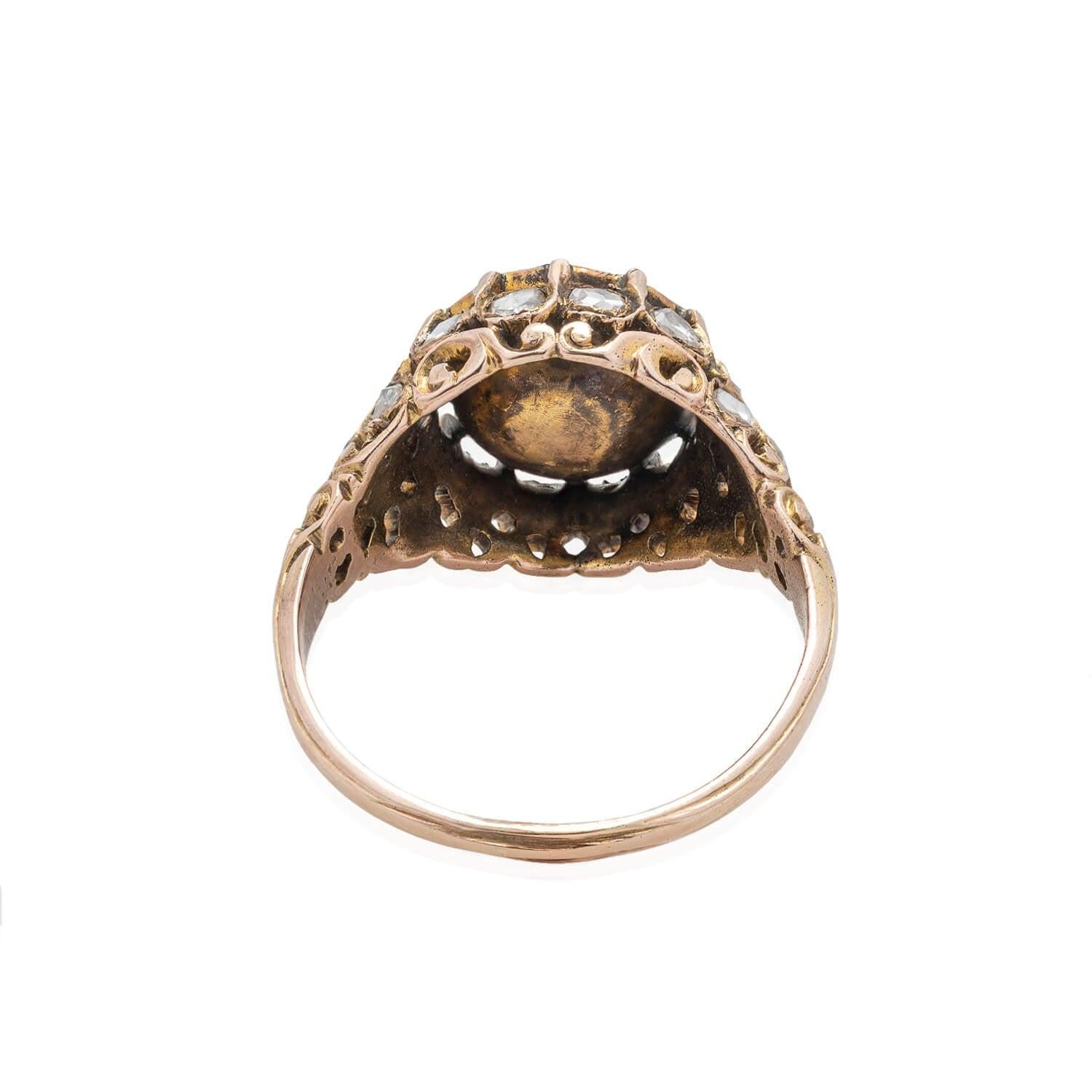 Georgian Rose Cut Diamond Ring 2ctw Center For Sale 1