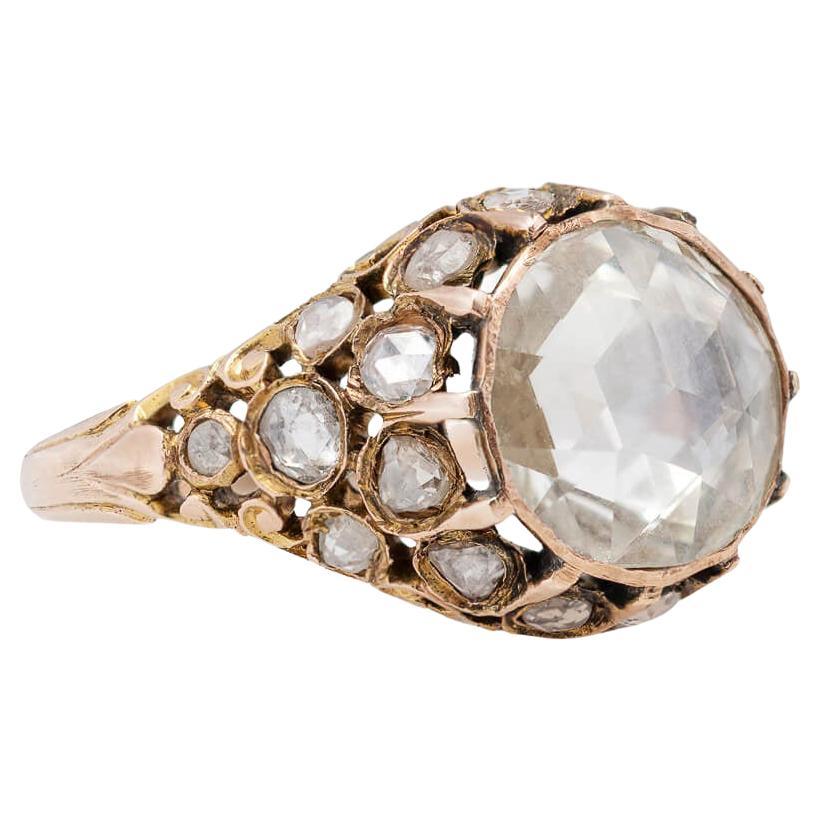 Georgian Rose Cut Diamond Ring 2ctw Center For Sale