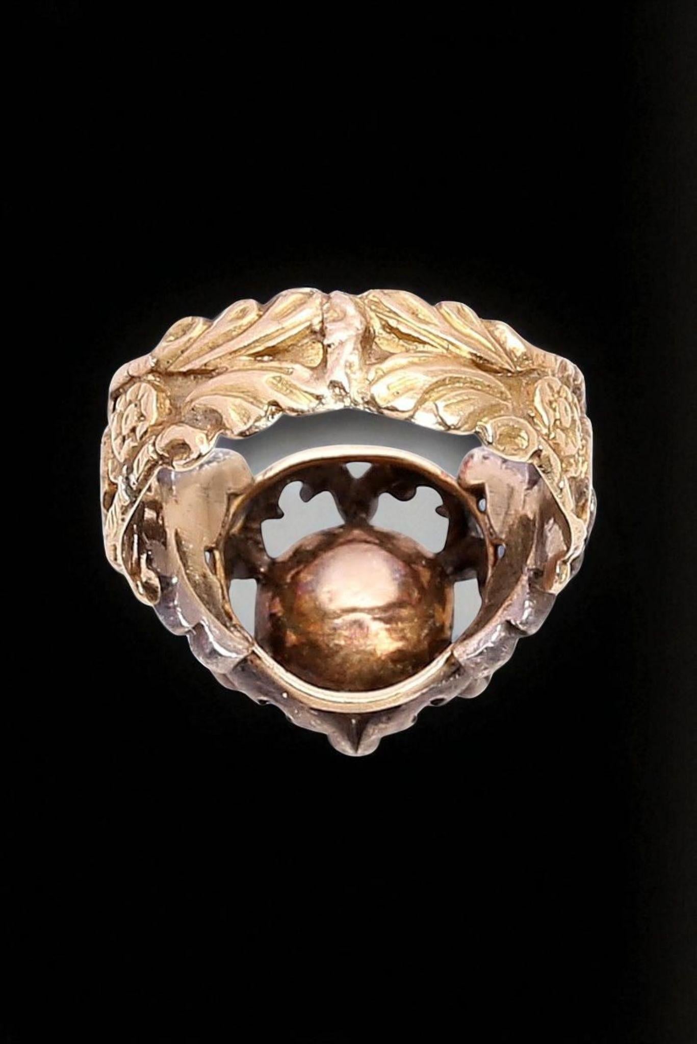 Georgian Rose-Cut Diamond Ring in 18K Gold and Silver. Ca. 1750-1850 In Good Condition For Sale In OVIEDO, AS