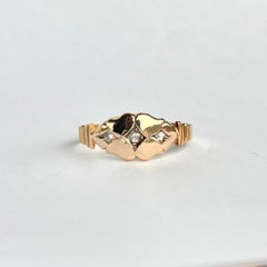 Georgian Rose Cut Diamond Three-Stone 15 Carat Gold Ring
