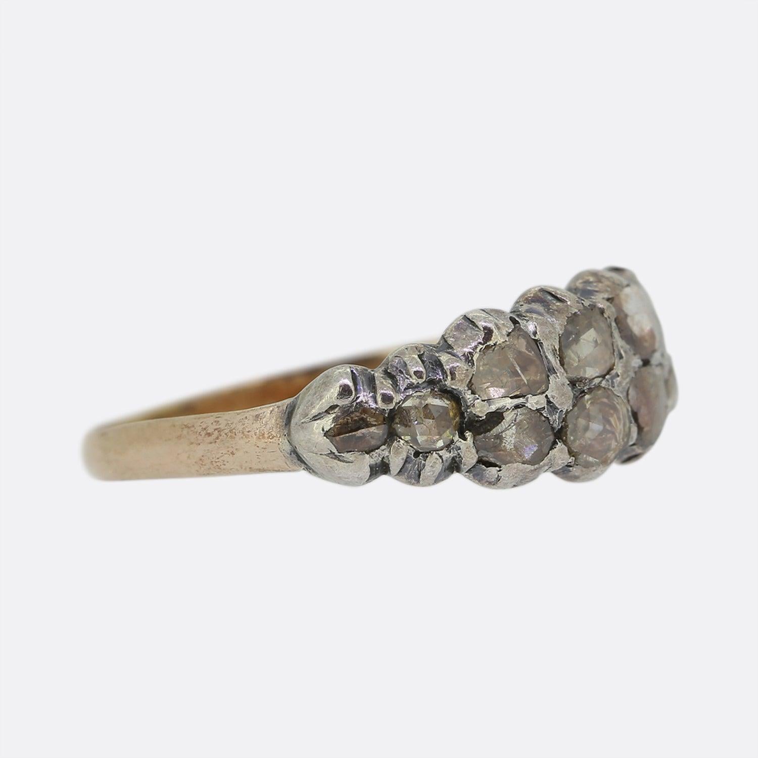 Georgischer Diamantring mit Rosenschliff in zwei Reihen (Georgian) im Angebot