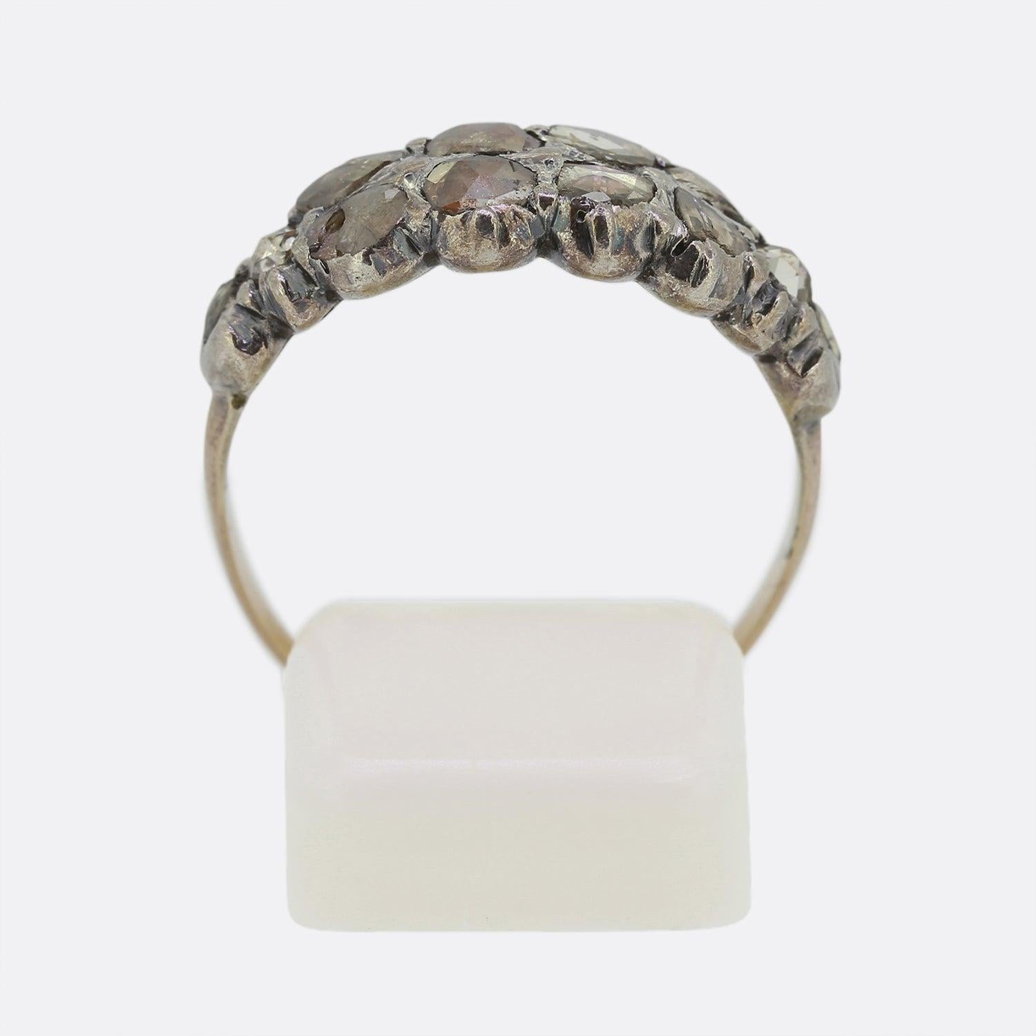 Women's Georgian Rose Cut Diamond Two Row Ring For Sale
