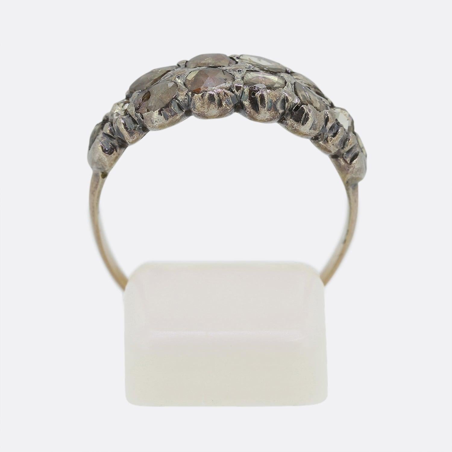Georgischer Diamantring mit Rosenschliff in zwei Reihen im Zustand „Gut“ im Angebot in London, GB
