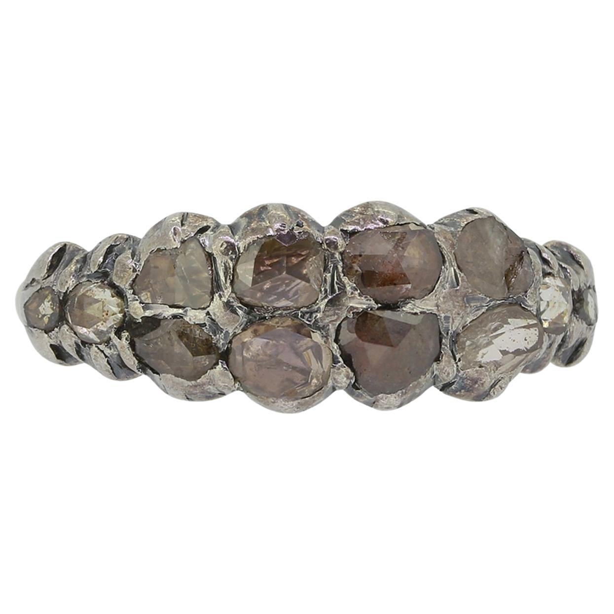 Georgischer Diamantring mit Rosenschliff in zwei Reihen