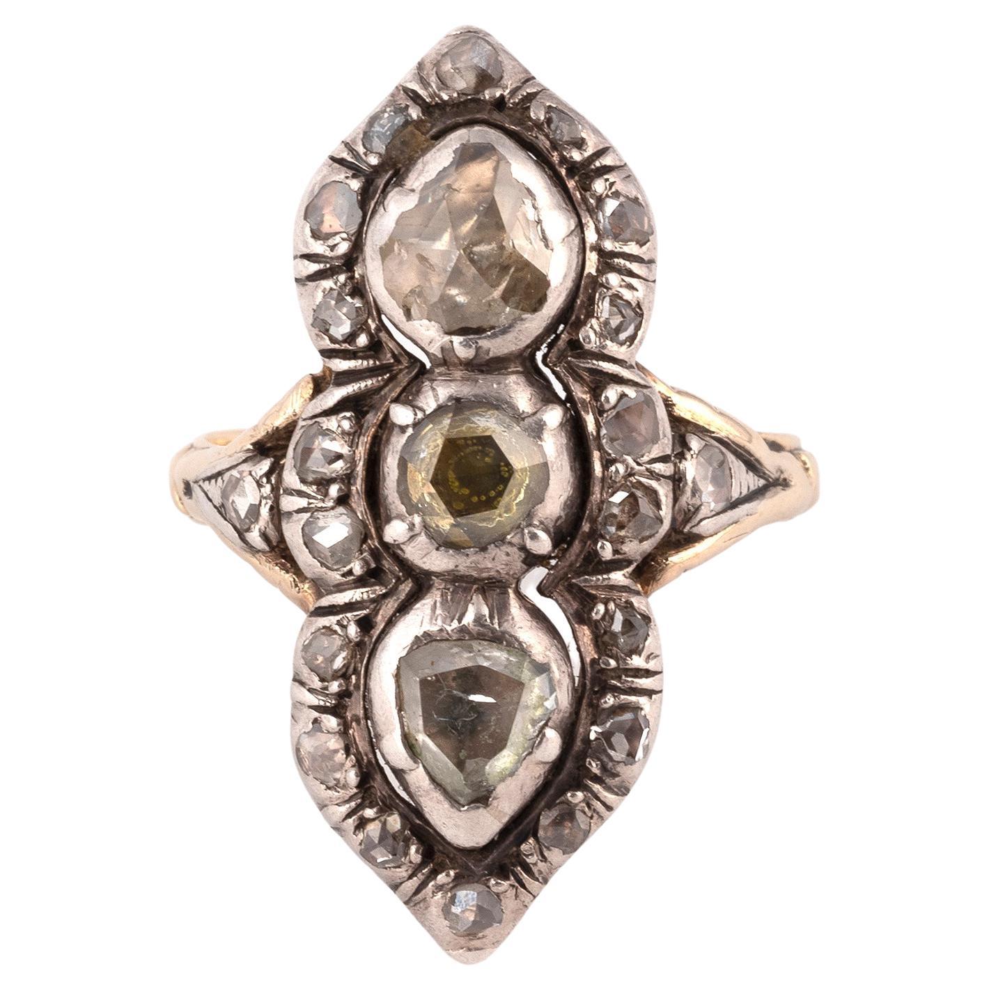Georgianischer Rosen-Diamant-Cluster-Ring  im Angebot