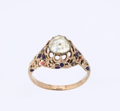 Antique Georgian Rose Diamond and Enamel Ring