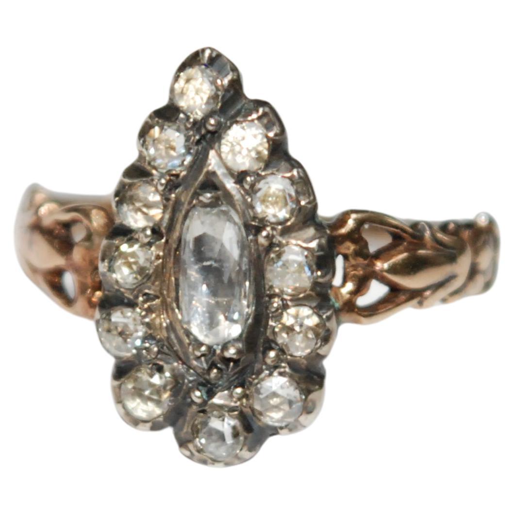 Georgian Rose Gold Marquise Diamond Ring