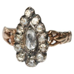 Georgian Rose Gold Marquise Diamond Ring