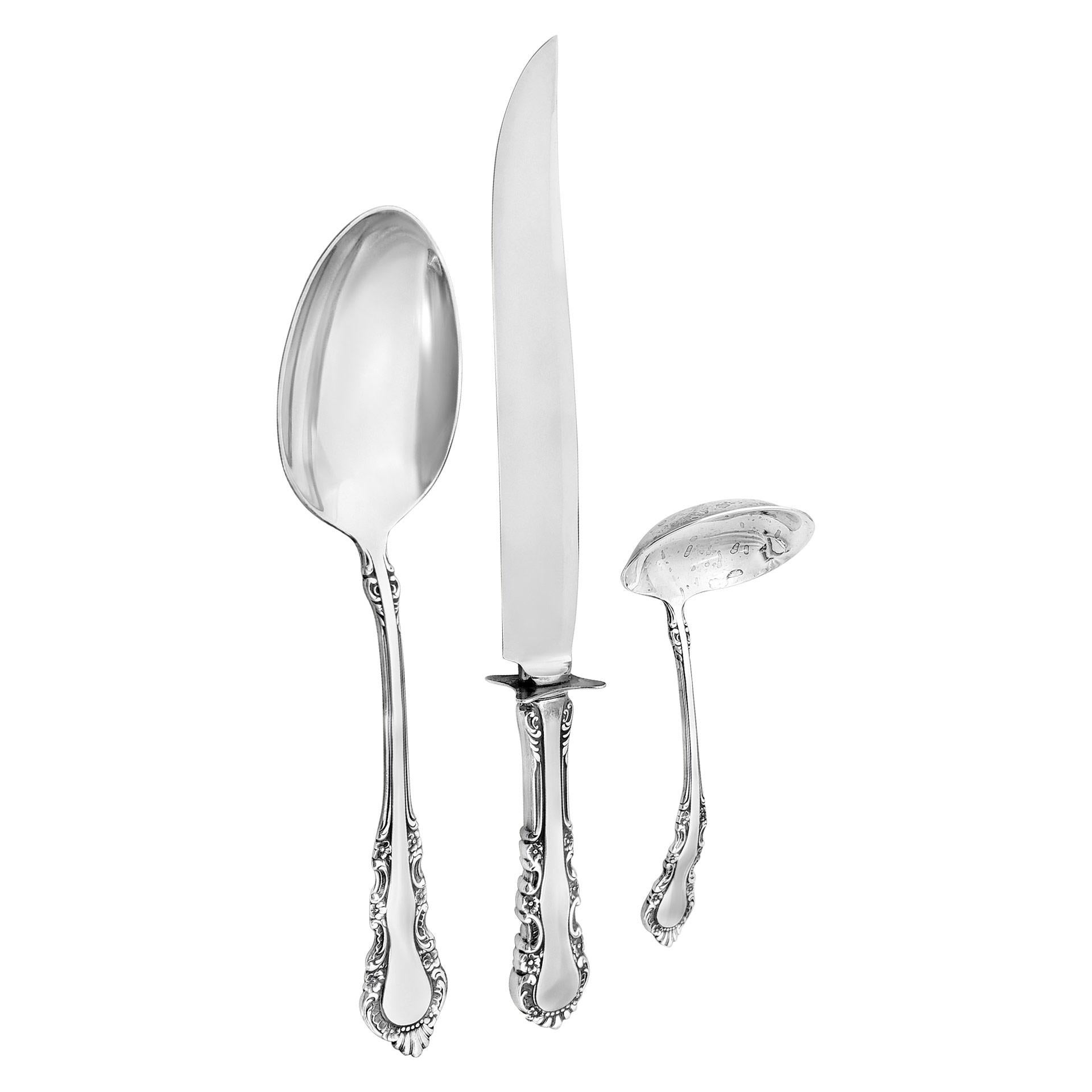 Rose" Sterling Silver Flatware Set Patented in 1941 by Reed