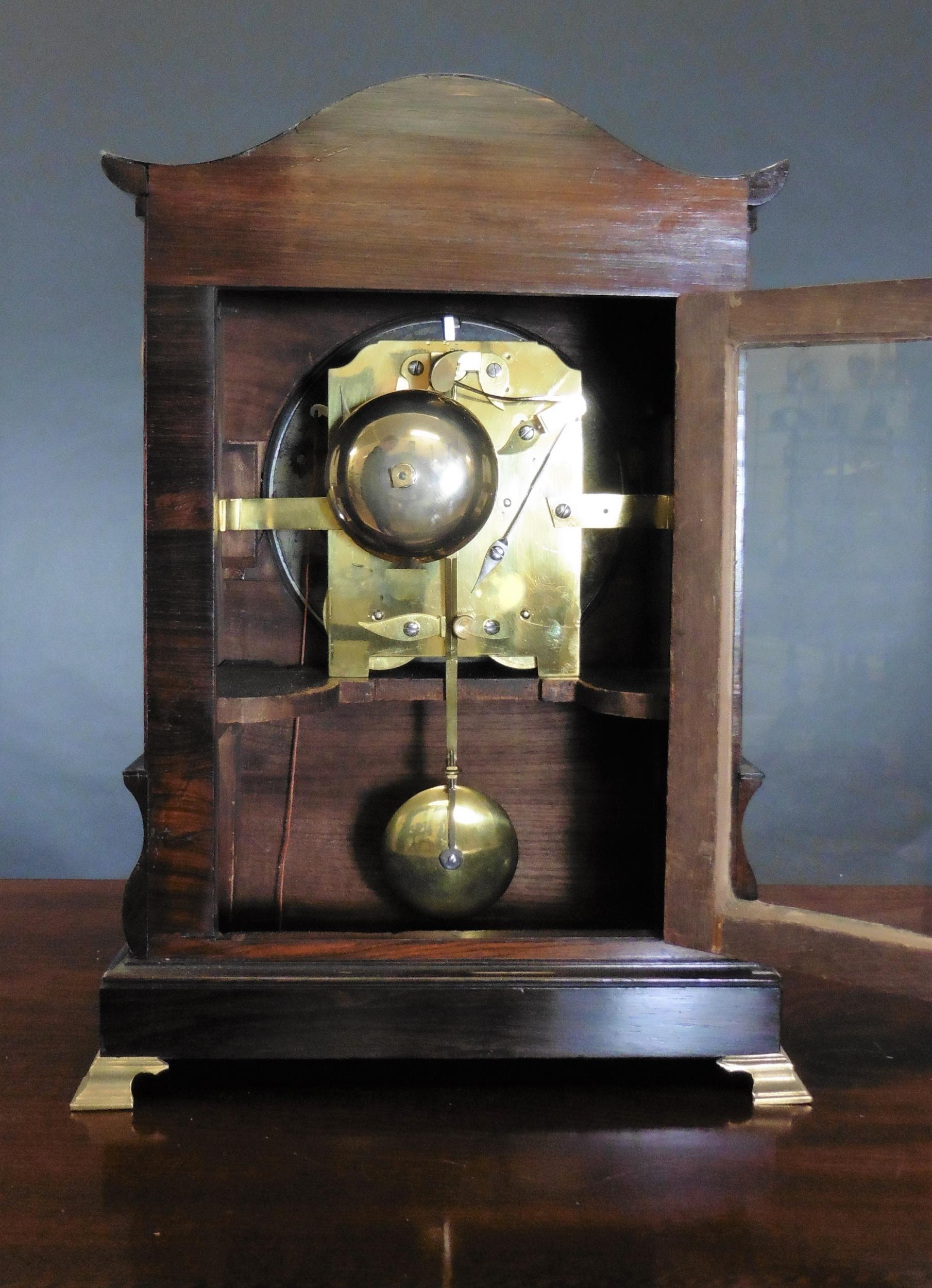 Horloge de support en bois de rose géorgien de John Grant, Londres Bon état - En vente à Norwich, GB