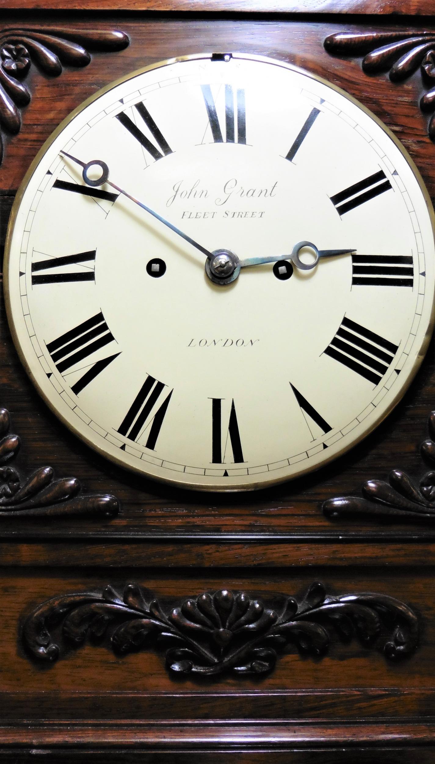Horloge de support en bois de rose géorgien de John Grant, Londres en vente 1