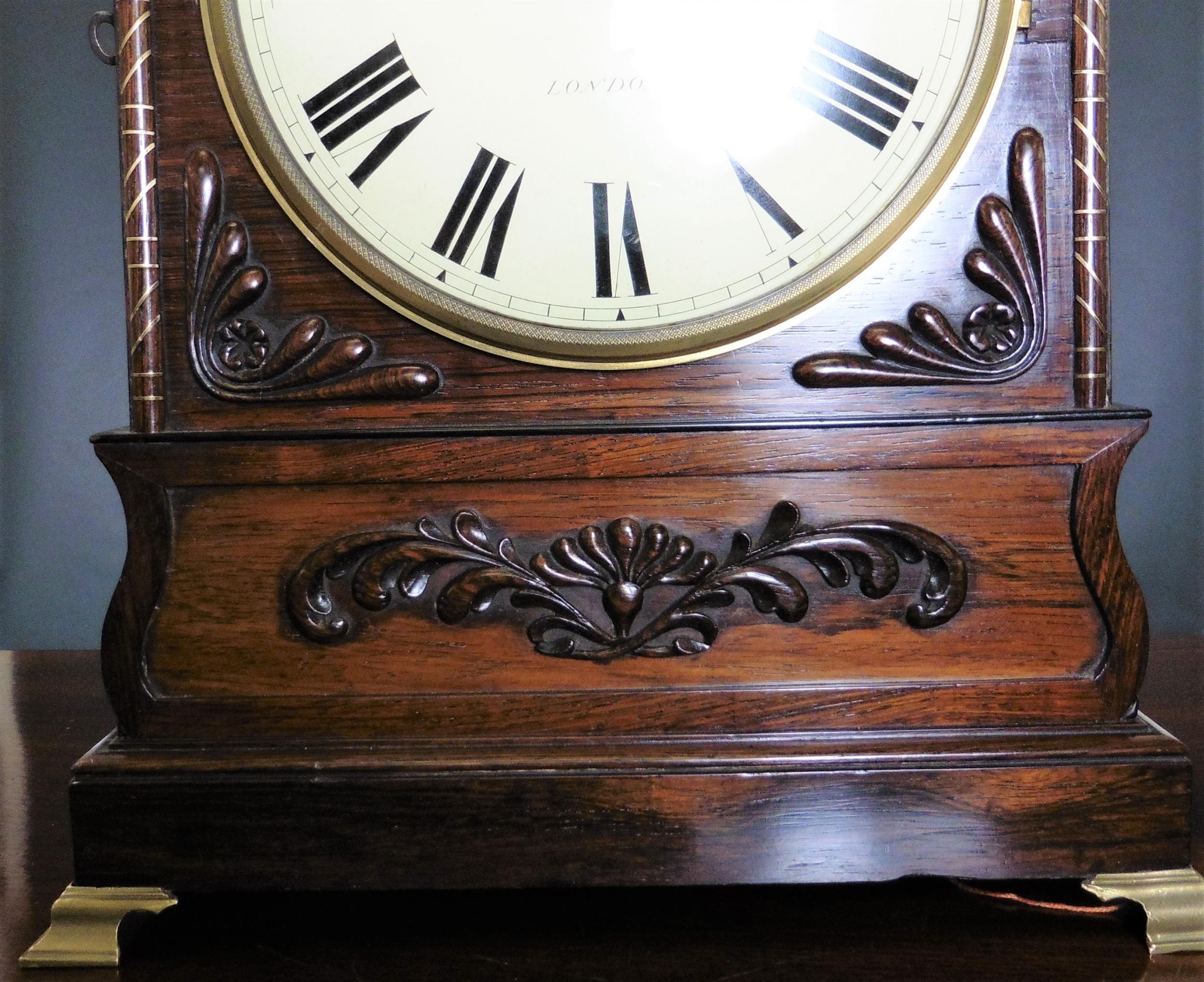 Horloge de support en bois de rose géorgien de John Grant, Londres en vente 2