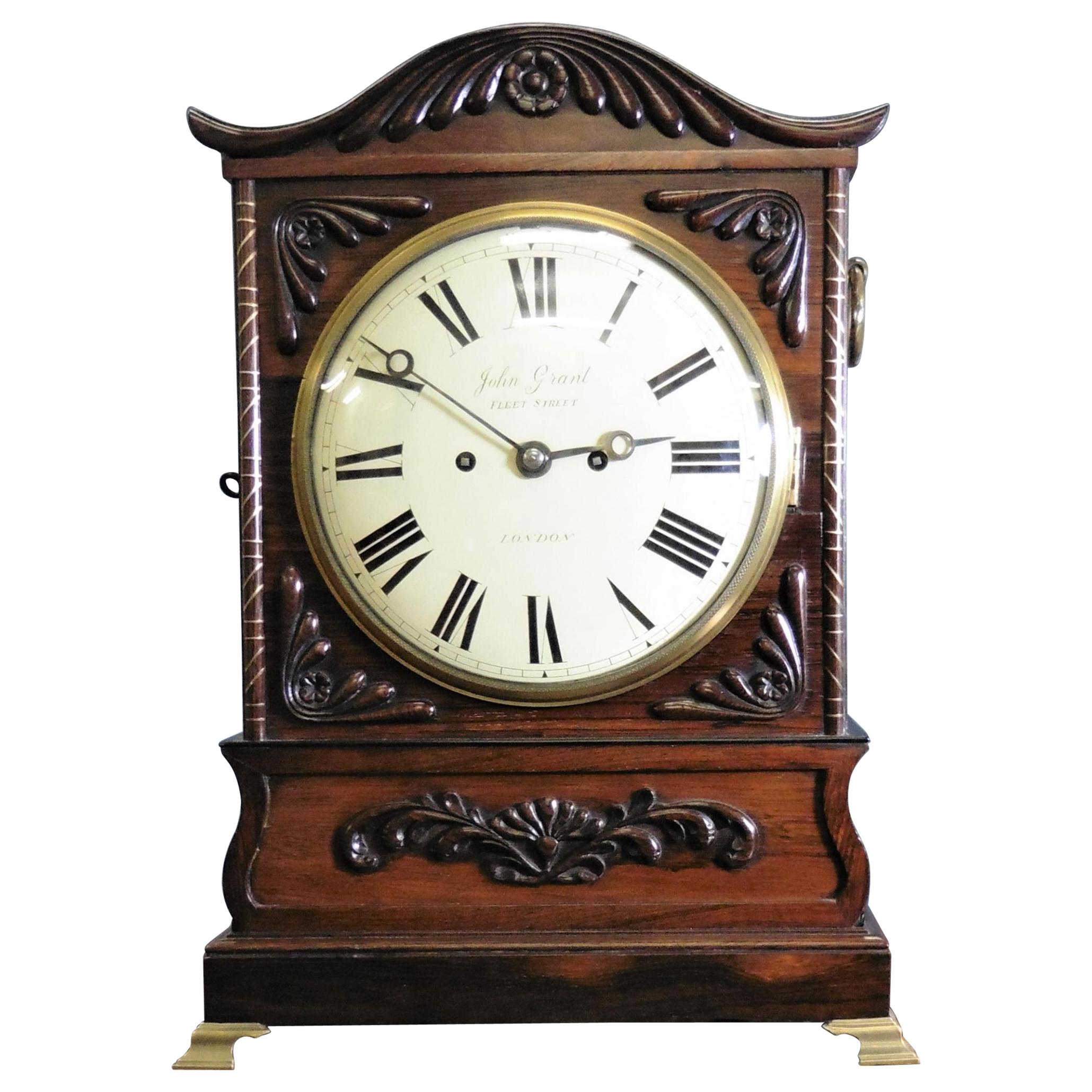 Georgian Rosewood Bracket Clock by John Grant, London