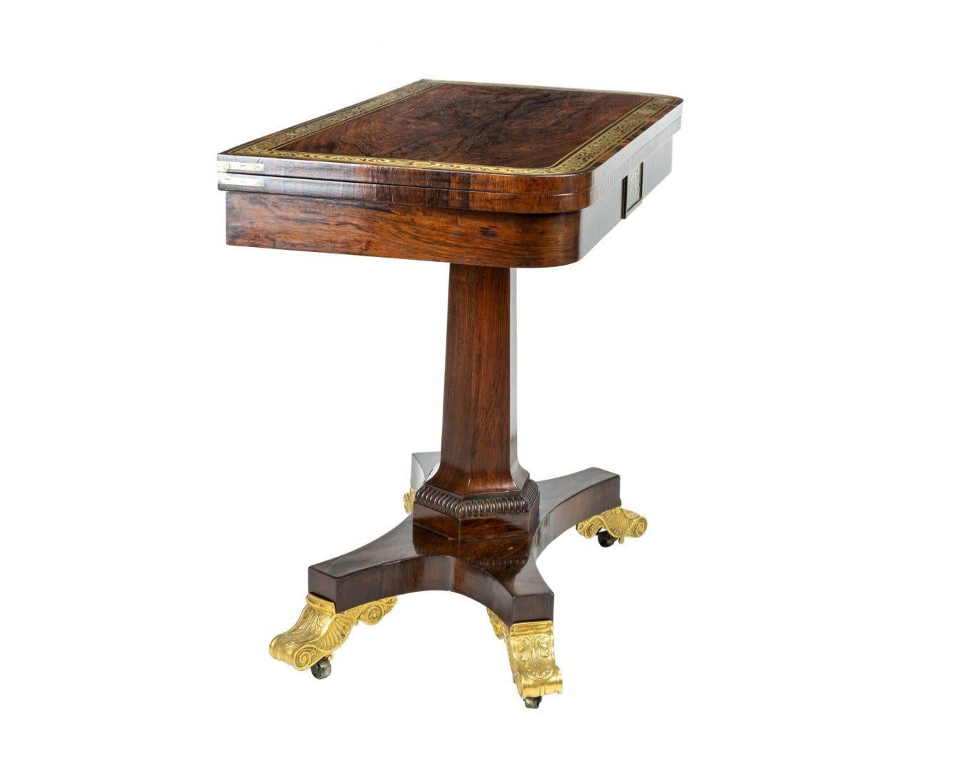 English Georgian Rosewood Fold-Over Card Table by Thomas Hope