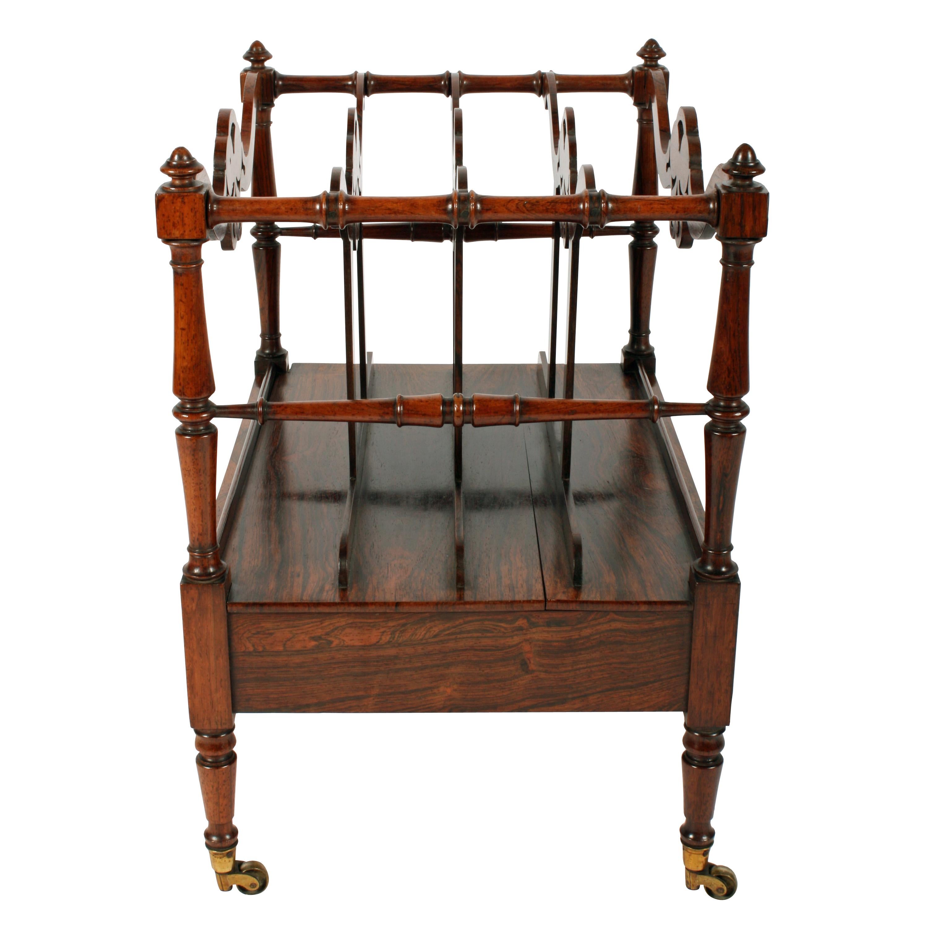 Mid-19th Century 19th Century Georgian Rosewood Music Canterbury /Magazine Stand For Sale