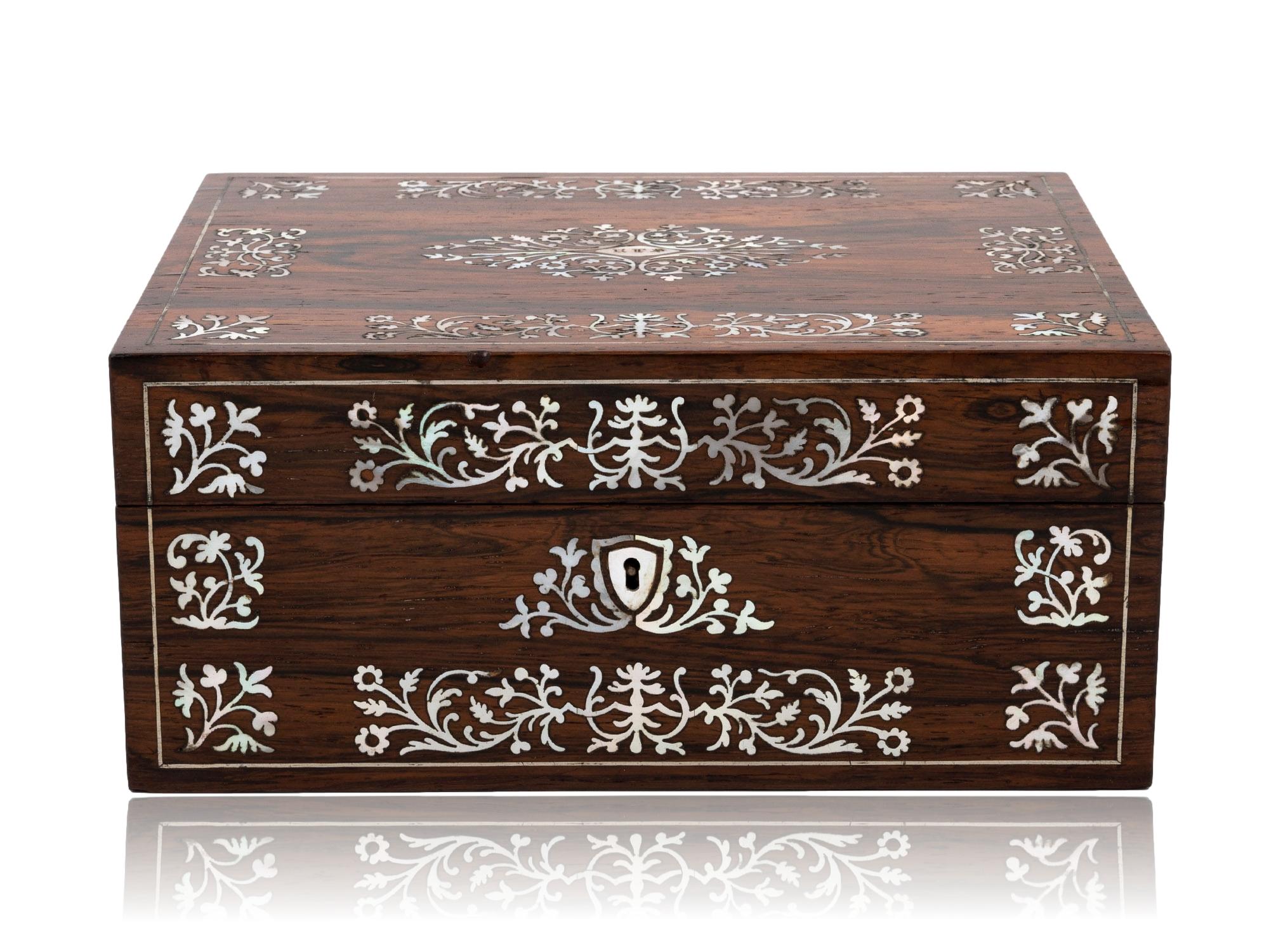 George IV Georgian Rosewood Sewing Box by Leuchars of London For Sale