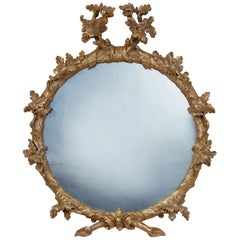 Miroir rond géorgien en bois doré