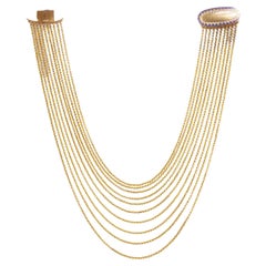 Georgian Rows of 18k Gold Necklace, Antique French Choker Necklace