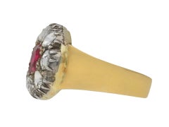 Georgian ruby and diamond coronet cluster ring, circa 1800.