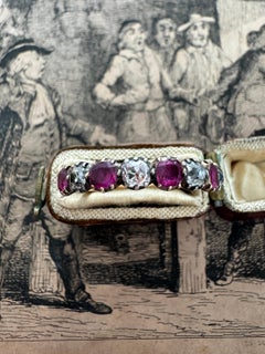 Georgian Ruby and Diamond Half Hoop Ring