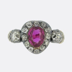 Antique Georgian Ruby and Diamond Heart Ring