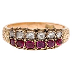 Antique Georgian Ruby and Diamond Ring, Yellow Gold