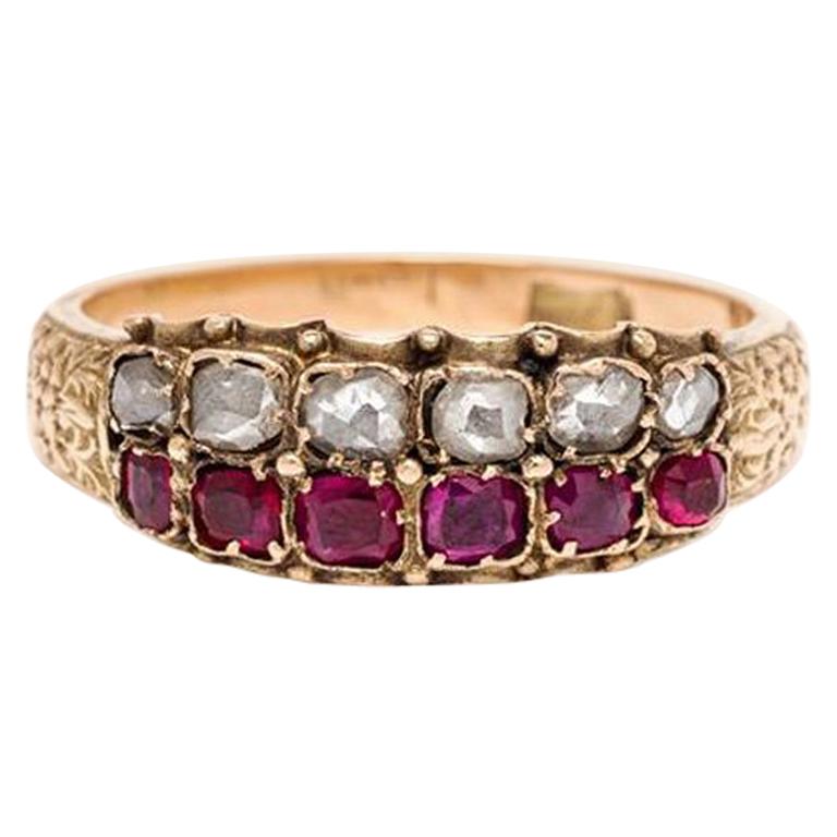 Georgian Ruby and Diamond Ring, Yellow Gold For Sale at 1stDibs